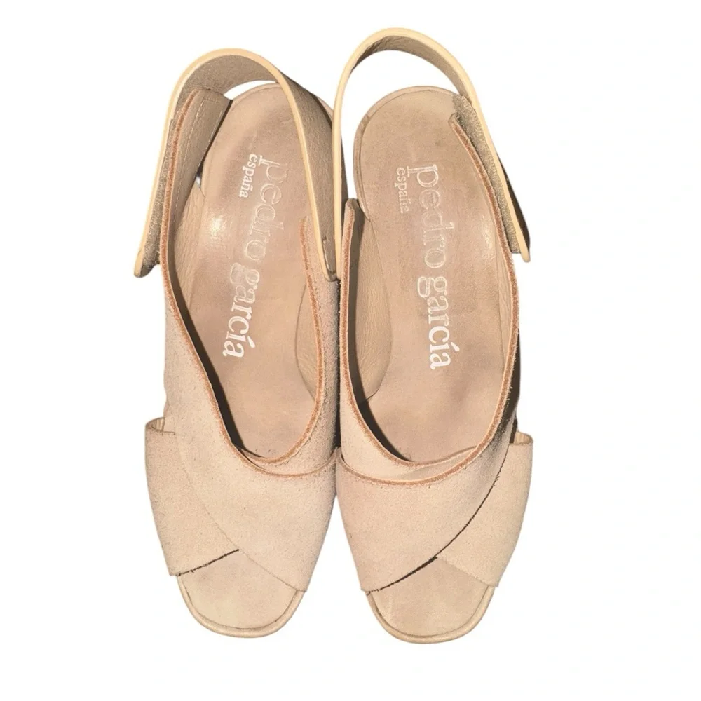 Pedro Garcia ‘federica’ Criss-Cross Suede Wedge in Tan Size 35 (US 5) EUC